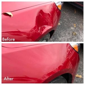 Red Car After Paintless Dent Repair Fix
